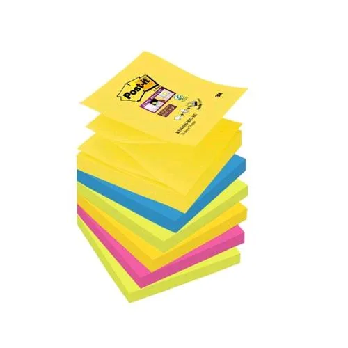 3M Post-It Super Sticky 90 Fogli per Dispenser Post-It 76MMX76MM Colori Assortiti Conf. 6 Pz.