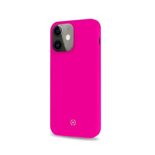 Celly Apple iPHONE 13 Mini Cromo Cover in Tpu con Rivestimento in Silicone e Finitura Soft Touch Rosa Fluo