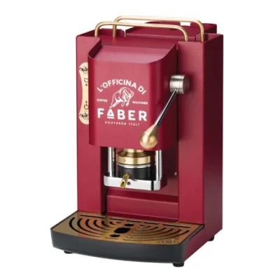 Faber Pro Deluxe Macchina da Caffè Cialde 44mm 500W 15 Bar 1.3l Cherry Red Ottone