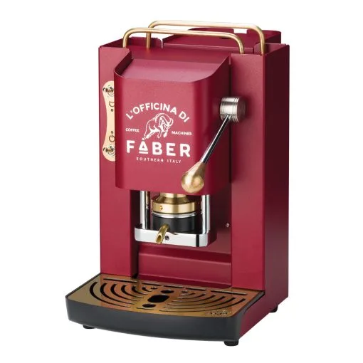 Faber Pro Deluxe Macchina da Caffè Cialde 44mm 500W 15 Bar 1.3l Cherry Red Ottone