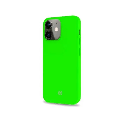 Celly Apple iPHONE 13 Mini Cromo Cover in Tpu con Rivestimento in Silicone e Finitura Soft Touch Verde Fluo