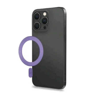 Celly Mag Ring Anello Magnetico Adesivo per Utilizzo Accessori Magsafe su Qualsiasi Telefono con Adattatore Viola