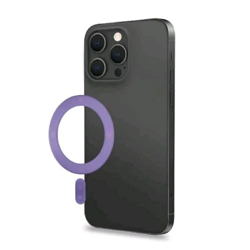 Celly Mag Ring Anello Magnetico Adesivo per Utilizzo Accessori Magsafe su Qualsiasi Telefono con Adattatore Viola