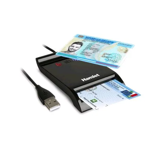 Hamlet Huscr-NFC Lettore di Smart Card USB e Contactless NFC per Carta Identità Elettronica Cie 3.0