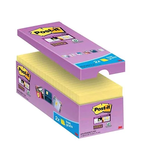 3M Post-It Super Sticky Blocchetti 90 Fogli Post-It 76MMX76MM Colore Giallo Conf. 14+2 Pz.