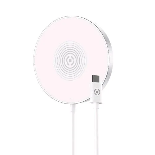 Celly Magcharge Caricabatterie Wireless Magnetico con Cavo Type-C Integrato Bianco