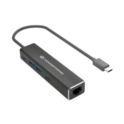 Conceptronic ABBY13B Hub Imput USB-C Output 2 x USB-A 2 x USB-C 1 x RJ-45 Adattatore di Rete Gigabit