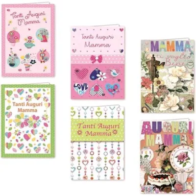 Florio Biglietti Auguri Mamma 11.5X17 Colori Assorti Conf 12 Pz.