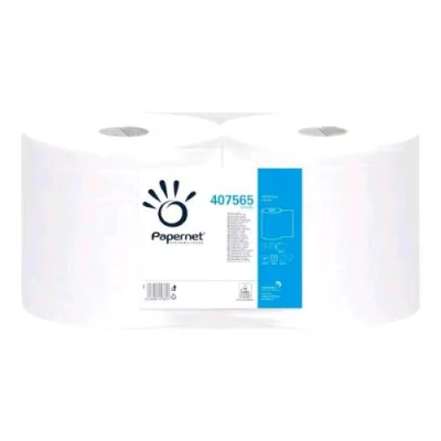 Papernet Bobina Asciugatutto in Pura Cellulosa 2 Veli Microgroffrata 800 Strappi 22.5X23.4 cm Bianco Conf 2 Pz.