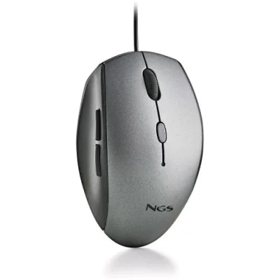 NGS Moth Mouse Ottico USB-A con Adattatore USB-C Silenzioso 5 Pulsanti 800/1200/1600 DPI Nero Grigio