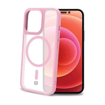 Celly Magmatt Apple iPHONE 14 Pro Cover in Tpu con la Tecnologia Magsafe Trasparente Pink