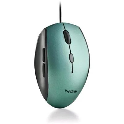NGS Moth Mouse Ottico USB-A con Adattatore USB-C Silenzioso 5 Pulsanti 800/1200/1600 DPI Nero Ice