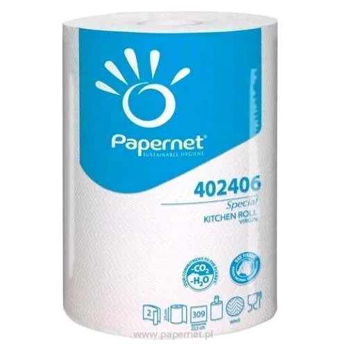 Papernet Bobina Carta Asciugatutto in Pura Cellulosa 2 Veli 309 Strappi 23.2X22.5 cm Bianco Conf 6 Pz.