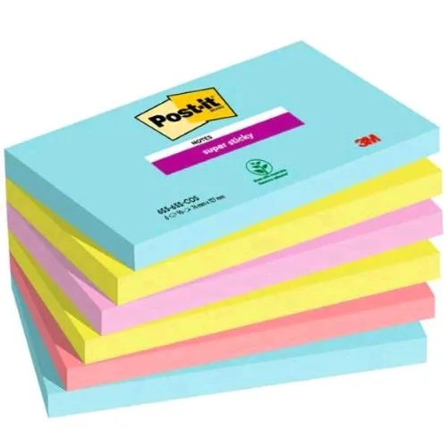 3M Post-It Super Sticky Cosmic Blocchetto 76X127 mm 90 Fogli Colori Assortiti Conf 6 Pz.