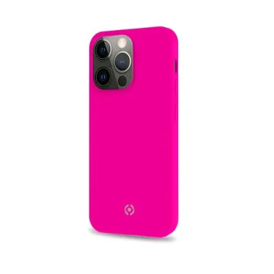 Celly Apple iPHONE 13 Pro Cromo Cover in Tpu con Rivestimento in Silicone e Finitura Soft Touch Rosa Fluo