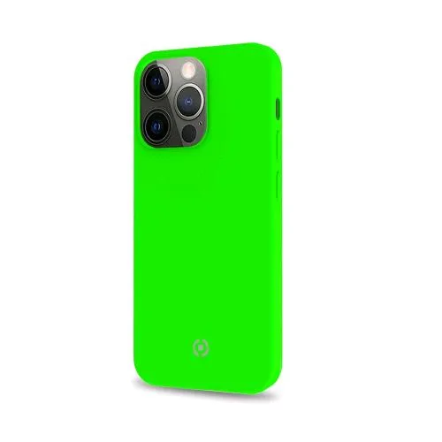 Celly Apple iPHONE 13 Pro Cromo Cover in Tpu con Rivestimento in Silicone e Finitura Soft Touch Verde Fluo