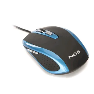 NGS Mouse Ottico USB 800-1600DPI 6 Tasti + Rotella Rivestimento in Gomma Colore Nero Blu