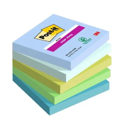 3M Post-It Super Sticky Oasis Blocchetto 90 Fogli 76X76 mm Colori Assortiti Conf 5 Pz.