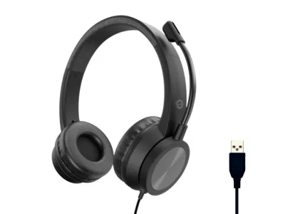 Conceptronic POLONA05BC Cuffia Stereo USB-C con Microfono Riduzione Rumorosita' e Controllo Remoto Cavo 2m Tasto Mute Nero