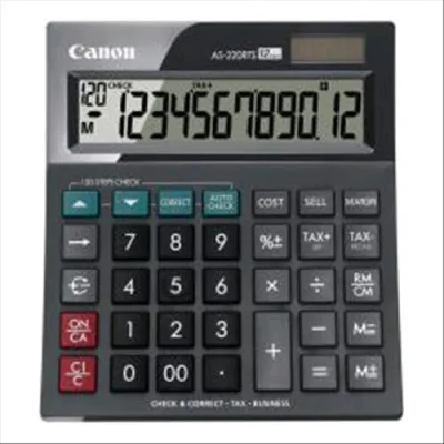 Canon As-220RTS Calcolatrice da Tavolo 12 Cifre Alimentazione Solare/Batteria Colore Grigio