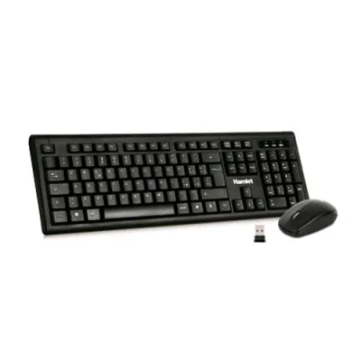 Hamlet Xkkitamicew Kit Mouse e Tastiera Wireless Layout Italiano 2.4 GHz con Nano Ricevitore Nero