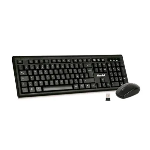 Hamlet Xkkitamicew Kit Mouse e Tastiera Wireless Layout Italiano 2.4 GHz con Nano Ricevitore Nero
