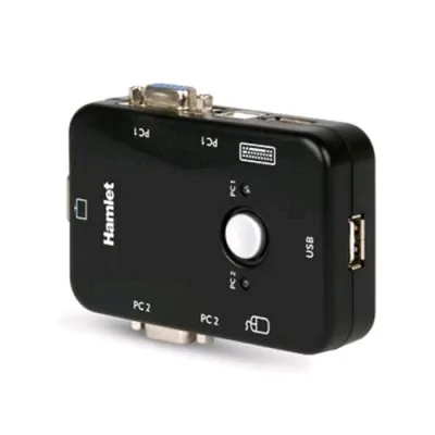 Hamlet KVM Smart Control Switch a 3 Porte USB + VGA con 2 Set di Cavi KVM Inclusi Nero