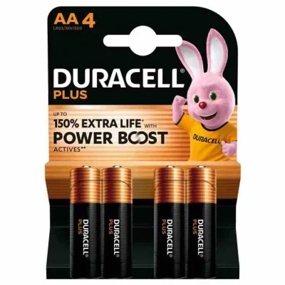 Duracell Plus Powerboost Batterie Alcaline Stilo AA Blister 4 Pz.