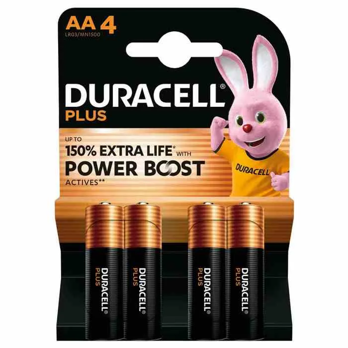 Duracell Plus Powerboost Batterie Alcaline Stilo AA Blister 4 Pz.
