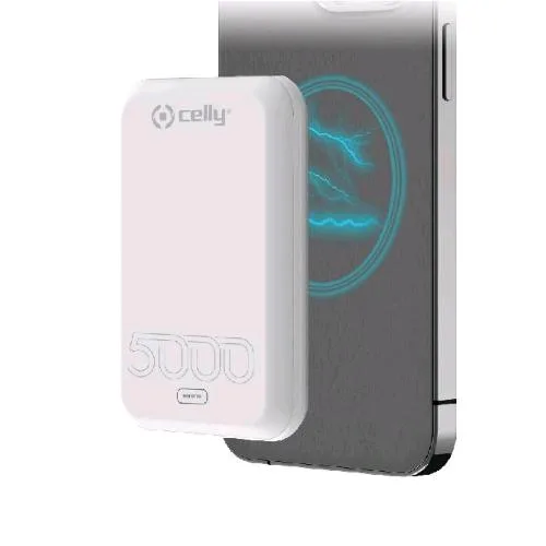 Celly Magsafe Powerbank 5.000mAh Wireless con Allineamento Magnetico Compatibile con la Nuova Tecnologia di Ricarica Wireless di iPHONE