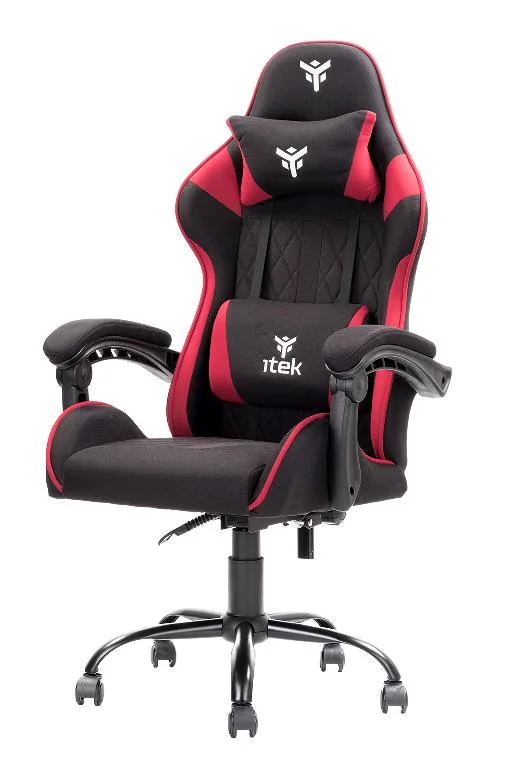 ITEK Rhombus FF10 Sedia Gaming Schienale Reclinabile Cuscino Poggiatesta Supporto Lombare Confort e Design Nero Rosso