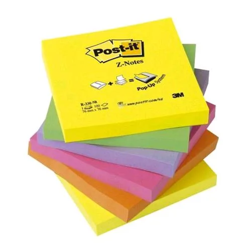 3M Post-It Z Note Blocchetti 100 Fogli Post-It 76MMX76MM Colori Assortiti Conf. 6 Pz.