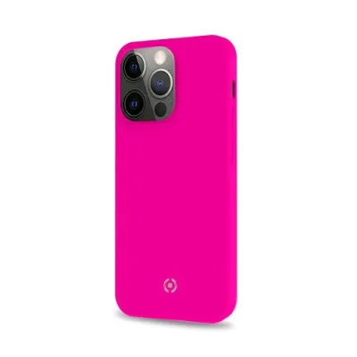 Celly Apple iPHONE 13 Pro Max Cromo Cover in Tpu con Rivestimento in Silicone e Finitura Soft Touch Rosa Fluo