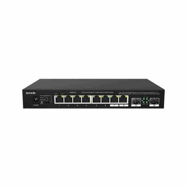 Tenda TEM2010F Switch Non Gestito 2.5 Gigabit Switch Ethernet 8 Porte 2.5 Gbps 2 Porte 2.5 Gbps SFP Porte RJ-45 2.5G Porte SFP 2.5G Desktop e Montaggio a Parete Compatibile con Computer NAS Ap Wi-Fi 6