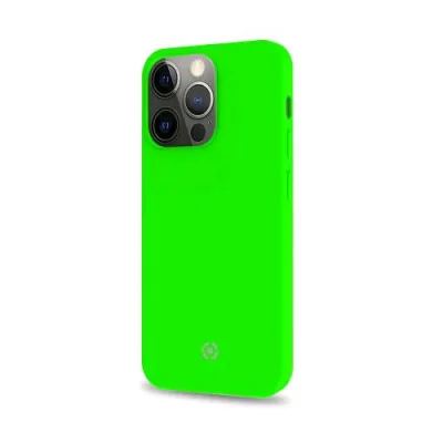 Celly Apple iPHONE 13 Pro Max Cromo Cover in Tpu con Rivestimento in Silicone e Finitura Soft Touch Verde Fluo
