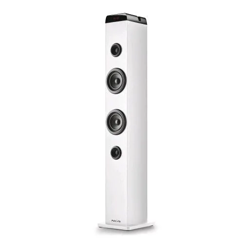 NGS SKY Charm Pro Cassa Altoparlante a Torre Wireless Bluetooth 5.4 Amplificata Radio FM USB AUX Ingresso Jack 6.3mm 50 W Bianco