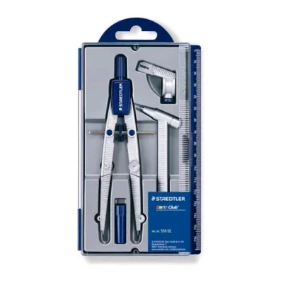 Staedtler Noris Club Compasso in Metallo con Astuccio + Prolunga + Innesto + Mine