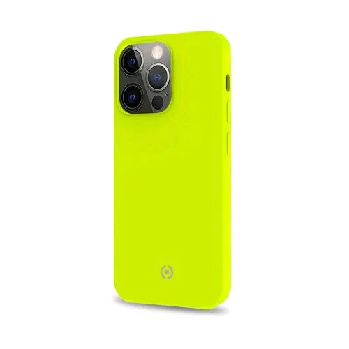 Celly Apple iPHONE 13 Pro Max Cromo Cover in Tpu con Rivestimento in Silicone e Finitura Soft-Touch Giallo Fluo