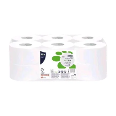 Papernet Carta Igienica Jumbo Mini 2 Veli Microgoffrato 150 m 405 Strappi Bianco Conf 12 Pz.