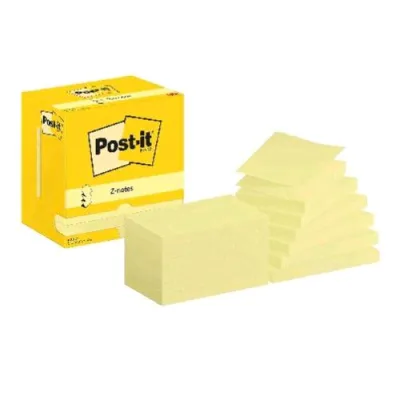 3M Post-It-Z Notes Blocchetto 76X127 mm 90 Fogli Giallo Conf 12 Pz.