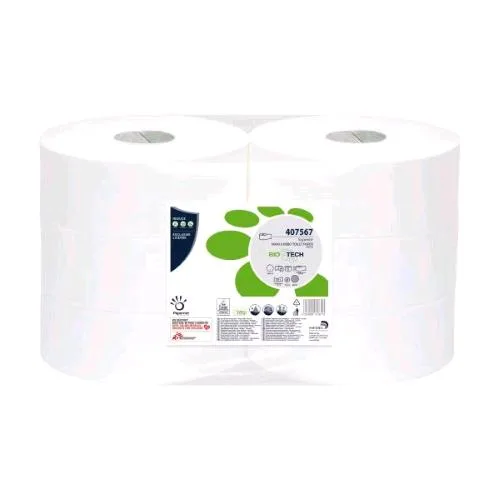 Papernet Carta Igienica Maxi Jumbo in Pura Cellulosa Microgograffrato 2 Veli 300 m 811 Strappi Bianco Conf 6 Pz.