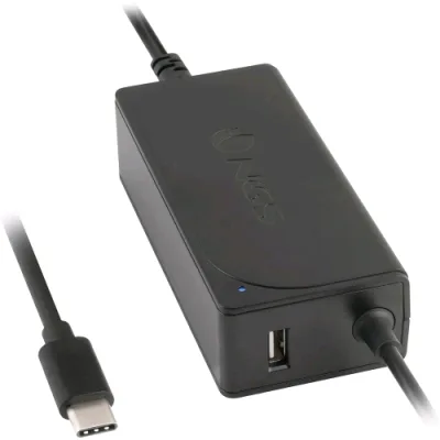 NGS W-65W Alimentatore Universale per Notebook 65 W Type-C + 1 Porta USB Black