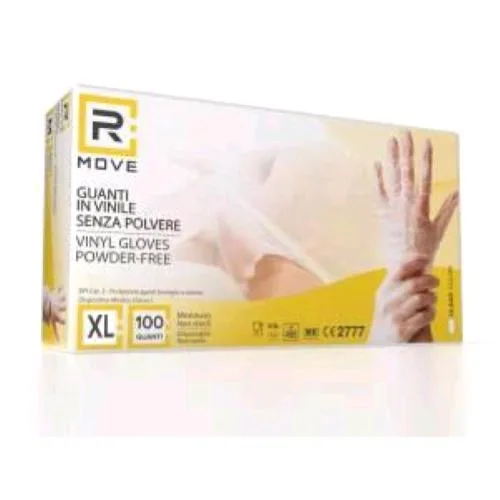 RMove Guanti Vinyl Clear Taglia XL Uso Medico Senza Polvere Trasparente Conf 100 Pz.