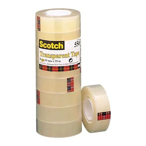 3M Scotch 550 Transparent Tape Nastro Adesivo 19MMX33M Conf. 8 Pz.