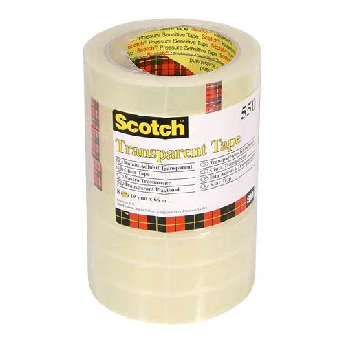 3M Scotch 550 Transparent Tape Nastro Adesivo 19MMX66M Conf. 8 Pz.