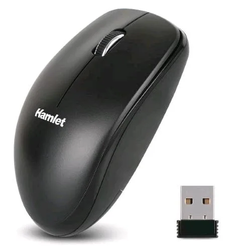 Hamlet Mouse Wireless RF 2.4GHz con Nano Ricevitore USB 3 Tasti + Scroll 1.000 DPI Black