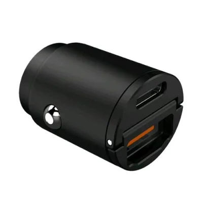 Celly Mini Caricabatteria da Auto 30W 1 USB + 1 Porte USB-C Pro Power Black