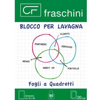 Fraschini Blocco per Lavagna a Quadretti 20 Fogli 650X980 mm Bianco Conf 5 Pz.