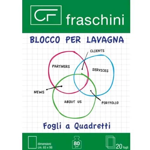Fraschini Blocco per Lavagna a Quadretti 20 Fogli 650X980 mm Bianco Conf 5 Pz.