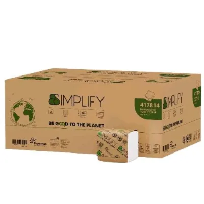 Papernet Carta Igienica Simplify Interfogliata 2 Veli 224 Servizi 21X11 cm Bianco Conf 40 Pz.